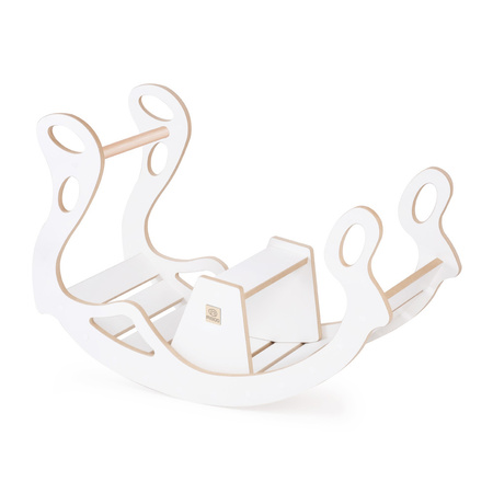 MISIOO Babywippe mit Sitzbank, weiß, Wooden Play