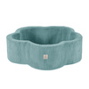 MISIOO Bällebad, 95x30, blau, Premium Cord, Floral Fun Zone, 200 Kugeln: pearl, pearl mint, silver