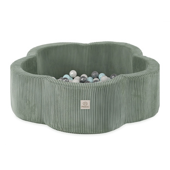 MISIOO Dry flower pool, 95x30, grün, Premium Cord, Floral Fun Zone, 200 Kugeln: pearl, pearl mint, silver