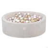 MISIOO Dry Ball Pool, 90x30 cm, rund, Creme, Softie Canvas, 200 Bälle: pearl, gold, light pink pearl