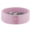 Misioo Bällebad, rosa, rund, Samt, 90x30, 200 Bälle: Perle hellrosa, silber, perle