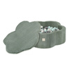MISIOO Dry Flower Pool mit Matte, 95x30, grün, Premium Cord, Floral Fun Zone, 200 Bälle: pearl, pearl mint, silver
