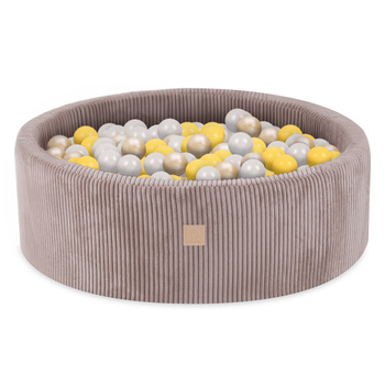 Misioo Pool mit Kugeln, beige, rund, Kord, 90x30, 200 Kugeln: Perle, gelb, gold