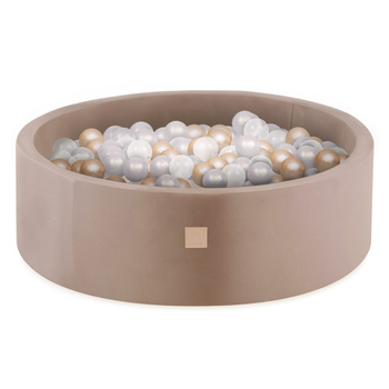 Misioo Ballpool, gold, rund, Velours, 90x30, 200 Bälle: gold, transparent, perlmutt