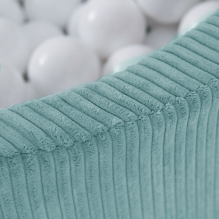 MISIOO Bällebad, blau, rund, Premium-Cord, 90x30, 200 Bälle: pearl, pearl mint, silber