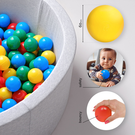 MISIOO Dry pool balls, 6 cm, set of 200 pcs: blue, green, red, yellow