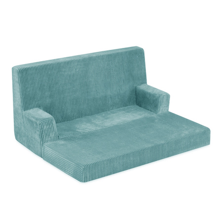 MISIOO Sofa z podłokietnikami Foldie, niebieski sztruks premium