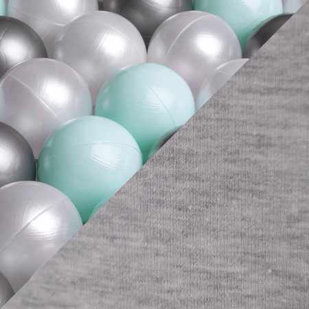 Misioo Schwimmbad mit Bällen, hellgrau, rund, smart, Baumwolle, 90x30, 200 Bälle: mint, silber, weiß