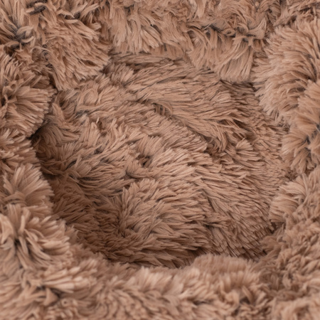 Plush round bed - cushion FLUFFY Dark beige, 55x55 cm