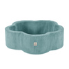 MISIOO Bällebad mit Matte, 95x30, blau, Premium Cord, Floral Fun Zone, 200 Bälle: pearl, pearl mint, silver
