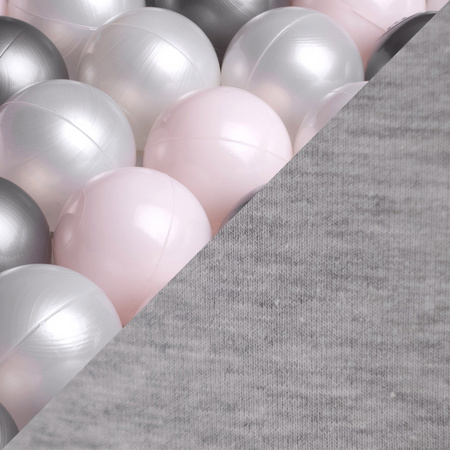 Misioo Ball Pool, hellgrau, rund, Baumwolle, smart, 90x30, 200 Bälle: hellrosa pearl, silber, pearl