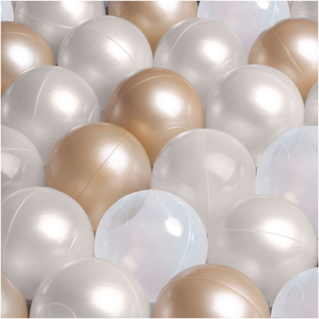 MISIOO Trockenbecken, 90x30 cm, rund, beige, Puffy Lamell (+200 Perlenkugeln, transparent, gold)