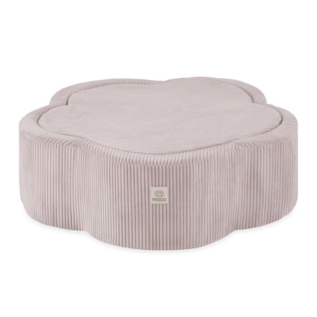 MISIOO Suchy basen kwiatek z matą , 95x30, jasny róż, sztruks premium, Floral Fun Zone, 200piłek: perłowy, jasny różowy perłowy, złoty