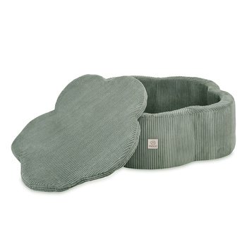 MISIOO Bällebad Blumenbecken mit Matte, 95x30, grün, Premium-Cord, Floral Fun Zone