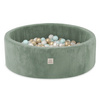Misioo Ballpool, grün, rund, Premium Cord, 90x30, 200 Bälle: pearl, pearl mint, gold