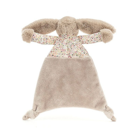 Hase im Blumenkleid Kuscheltuch Beige 25 cm