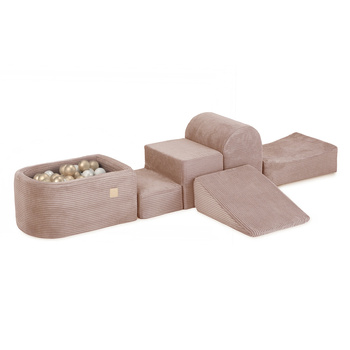 Misioo Mini-Spielplatz (+Pool und 100 Bälle), rosa, Premium-Cord