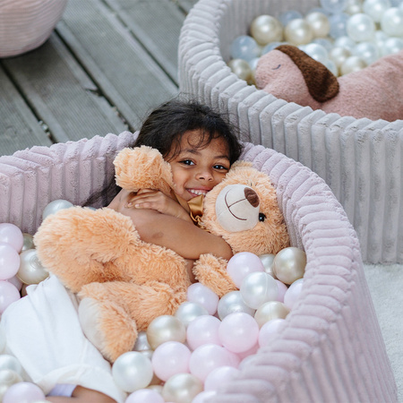 MISIOO Dry Pool, 90x30 cm, rund, puderrosa, Puffy Lamell (+200 Kugeln Perle, hellrosa Perle, gold)