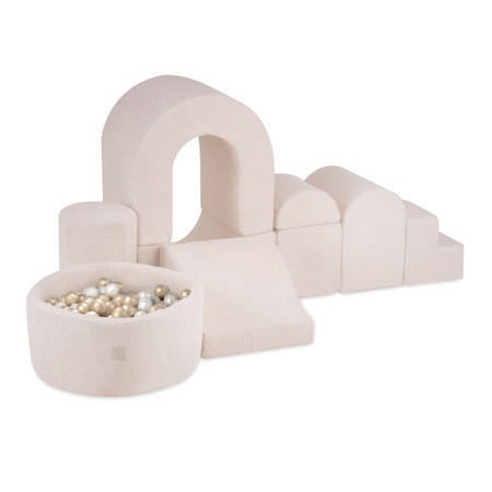 MISIOO Playground Castle avec piscine+150 balles (perle, or), agneau crème