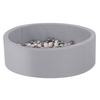 Misioo Bällebad, hellgrau, rund, aktiv, wasserdicht, 90x30, 200 Bälle: pearl, hellrosa, silber