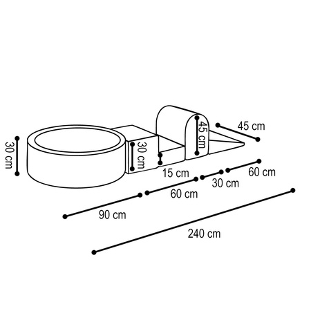 MISIOO Spielplatz 3 Elemente + Trockenpool 90x30 (+200 Bälle: Perle, Gold, Gelb), beige, Premium Cord