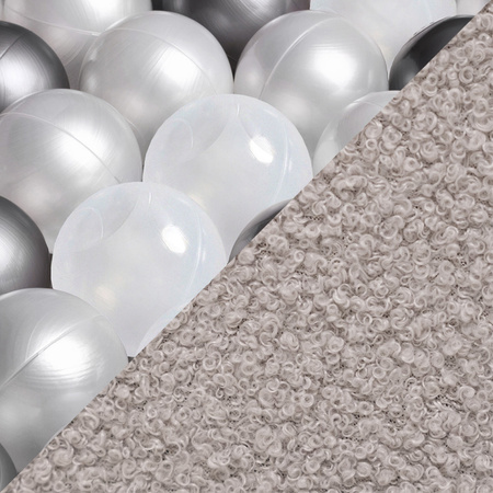 MISIOO Trockener Blumenpool, 95x30 cm, graues Lammfell (+ 200 Kugeln silber, perlmutt, transparent), Floral Fun Zone