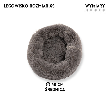 Legowisko okrągłe - poduszka FLUFFY Szary