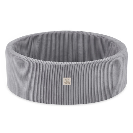 Misioo Bällebad, hellgrau, rund, Kord, 90x30, 200 Bälle: Perle, hellblau, silber