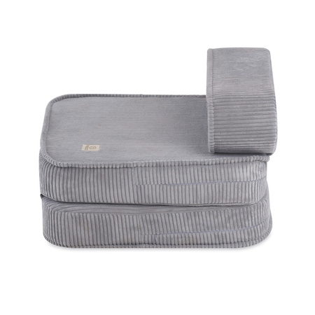 MISIOO Fotel rozkładany dla dziecka, 150x60x25 cm, szary sztruks premium