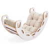 MISIOO Small Rocker 4-in-1 Wippe + Kletterwand/Rutsche + Kissen (beige/gold Velvet), weiß Wooden Play