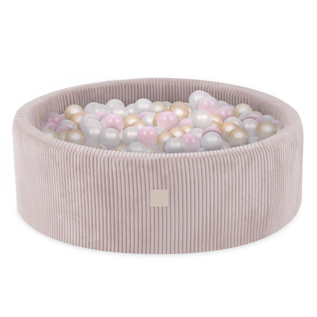 MISIOO Playground 3 elements + dry pool 90x30cm (+200 balls: pearl, gold, pearl light pink), light pink, premium corduroy