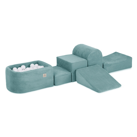 MISIOO Mini-Spielplatz (+Pool und 100 Bälle:Perle, Silber), blau, Premium-Cord