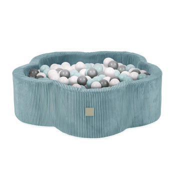 MISIOO Dry flower pool, 95x30, blau, Premium Cord, Floral Fun Zone, 200 Kugeln: pearl, pearl mint, silver