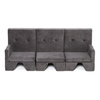 MISIOO Sofa, grau - schwarze Knöpfe + Fußstütze, Samt, 3-Sitzer - premium collection