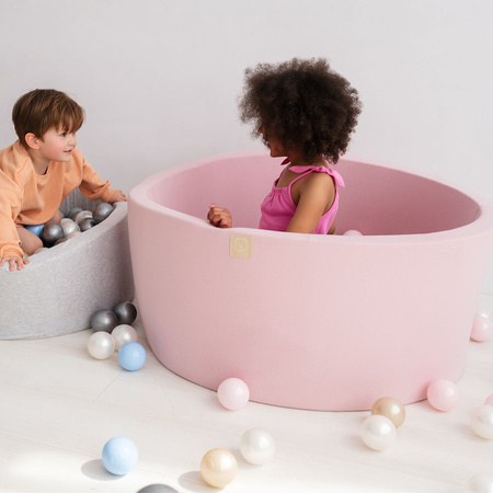 MISIOO Piscine sèche, 90x40 cm, ronde, rose, coton, smart