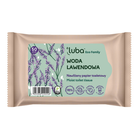 Luba Eco Family - Nawilżany papier toaletowy Woda lawendowa, 50 szt.