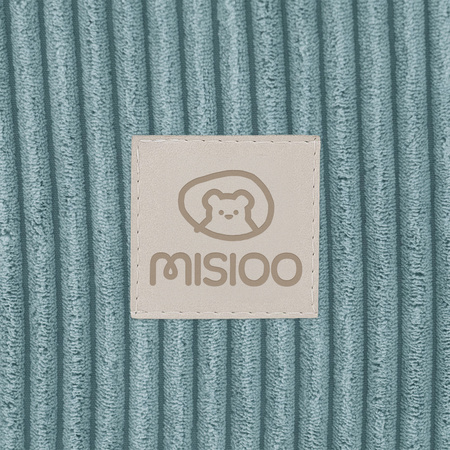 MISIOO Bällebad, blau, rund, Premium-Cord, 90x30, 200 Bälle: pearl, pearl mint, silber
