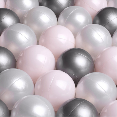 MISIOO Spielplatz Bällebad 90x30 + Stufe (+200 Bälle: pearl, silver, light pink pearl), rosa, smart