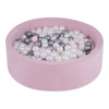 Misioo Bällebad, rosa, rund, Samt, 90x30, 200 Bälle: Perle hellrosa, silber, perle