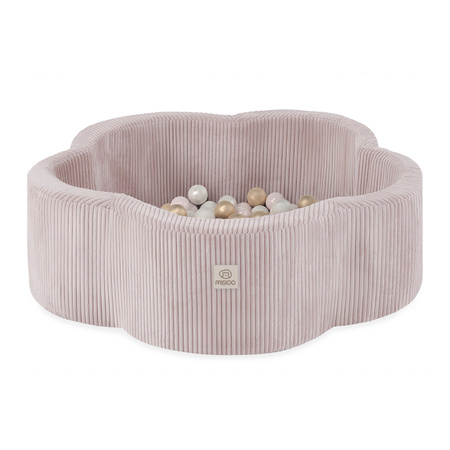 MISIOO Bällebad , 95x30, hellrosa, Premium-Cord, Floral Fun Zone, 200balls: pearl, hellrosa pearl, gold, Floral Fun Zone