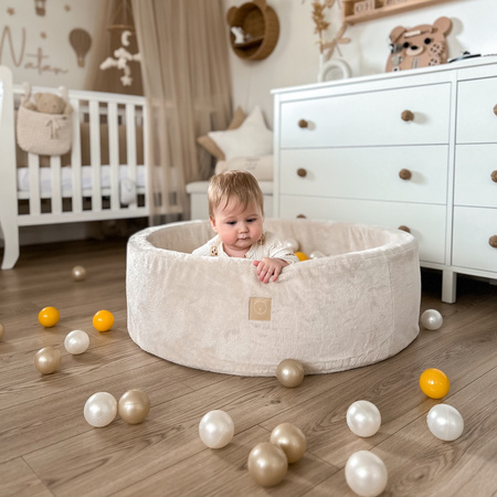 MISIOO Trockenbecken, 90x30 cm, rund, cremefarben, Lammfell