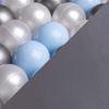 Misioo Ballpool, grau, rund, Samt, 90x30, 200 Bälle: hellblau, silber, perlmutt