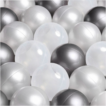 MISIOO Bälle für das Bällebad, 6 cm, Satz mit 200 Stück: Perle, transparent, silber