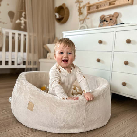 MISIOO Suchy basen, 90x30 cm, okrągły, kremowy, polar