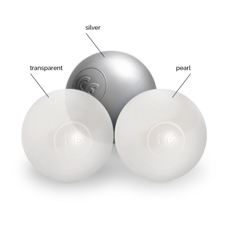 MISIOO Bälle für das Bällebad, 6 cm, Satz mit 200 Stück: Perle, transparent, silber