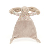 Hase im Blumenkleid Kuscheltuch Beige 25 cm