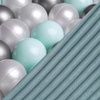 MISIOO Bällebad, 95x30, blau, Premium Cord, Floral Fun Zone, 200 Kugeln: pearl, pearl mint, silver