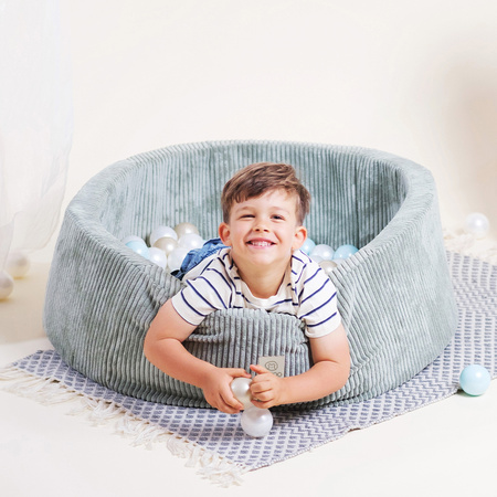 MISIOO Suchy basen, 90x30 cm, okrągły, szary, sztruks premium