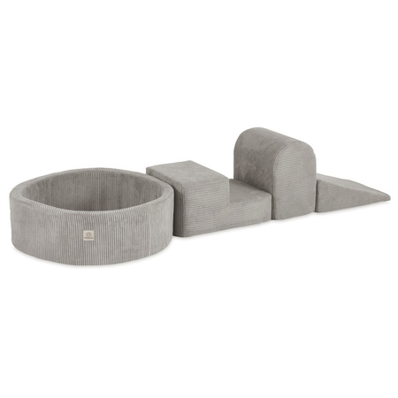 MISIOO Spielplatz 3 Elemente + Trockenpool 90x30 (+200 Bälle: Perle, Gold, Gelb), beige, Premium Cord