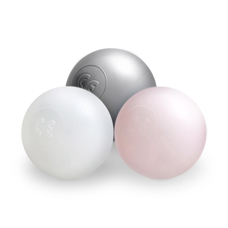 MISIOO Dry pool balls, 6 cm, set of 200 pcs: pearl, silver, pearl light pink